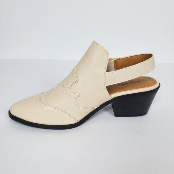 Shoes Slingback Pointy Toe Booties Cream white - Picture 4 of 5